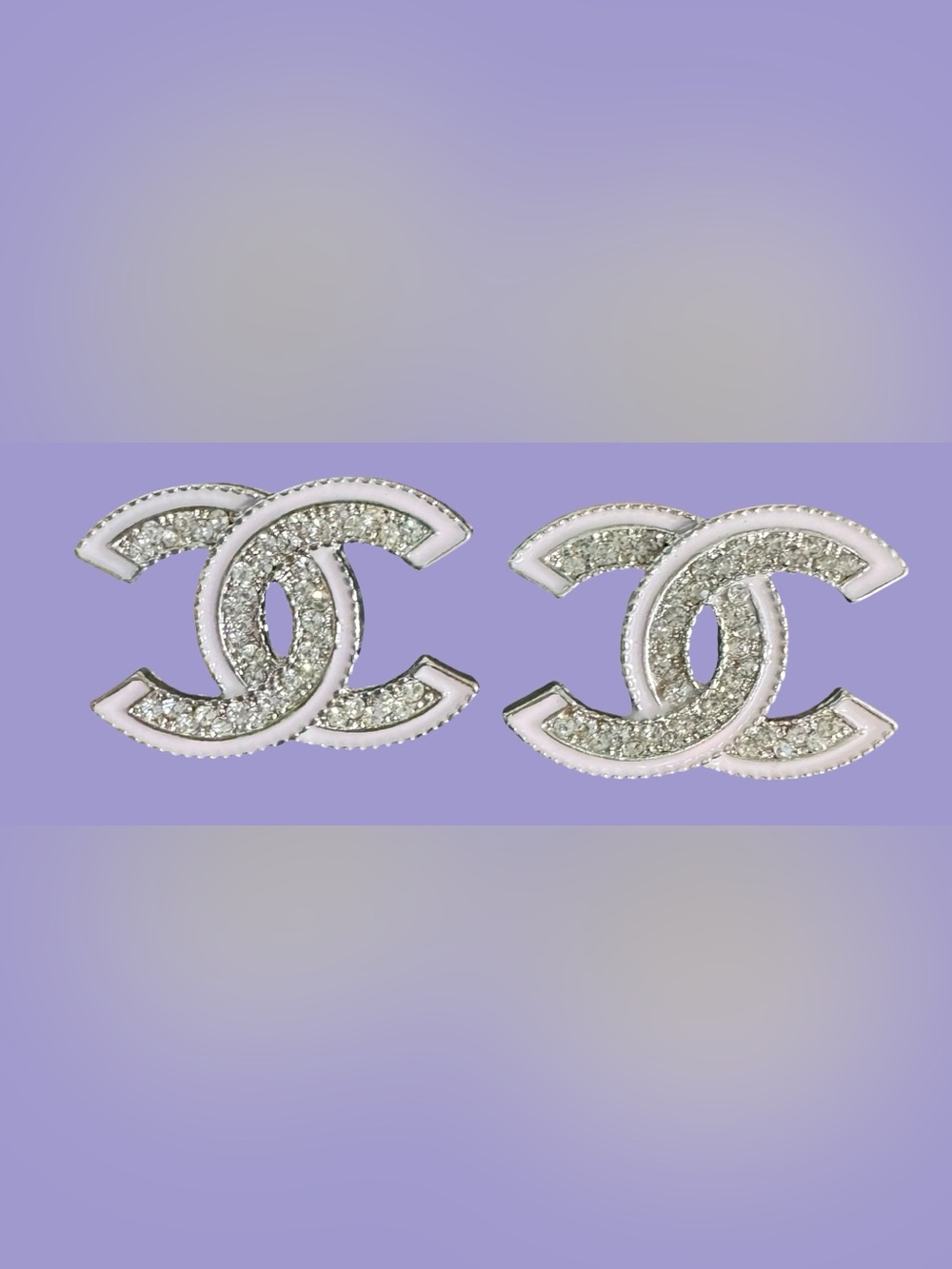 Double C Crystal Stud Earrings in Pale Pink